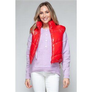 Snobbish Zip‎ Up Turtleneck Shiny Quilted Vest